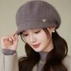 Women's Plush Beret Hat - Elastic Breathable Winter Beanie for Outdoor Activities & Parties, Ear Protection Adjustable Toggle Closure