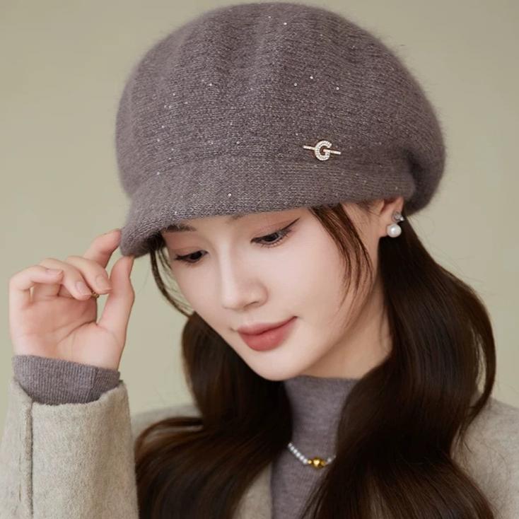 Women's Plush Beret Hat - Elastic Breathable Winter Beanie for Outdoor Activities & Parties, Ear Protection Adjustable Toggle Closure