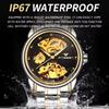 Top Luxury Golden Full Stainless Steel Men Aautomatic Mechanical Watch Business Hollow Men's Watches Waterproof Mechanical Gifts