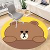 1pc BROWN Bear Line Office Round Area Rug, Under Office Chairs Bedroom Living Room Home Decor, Room Decoa1022101