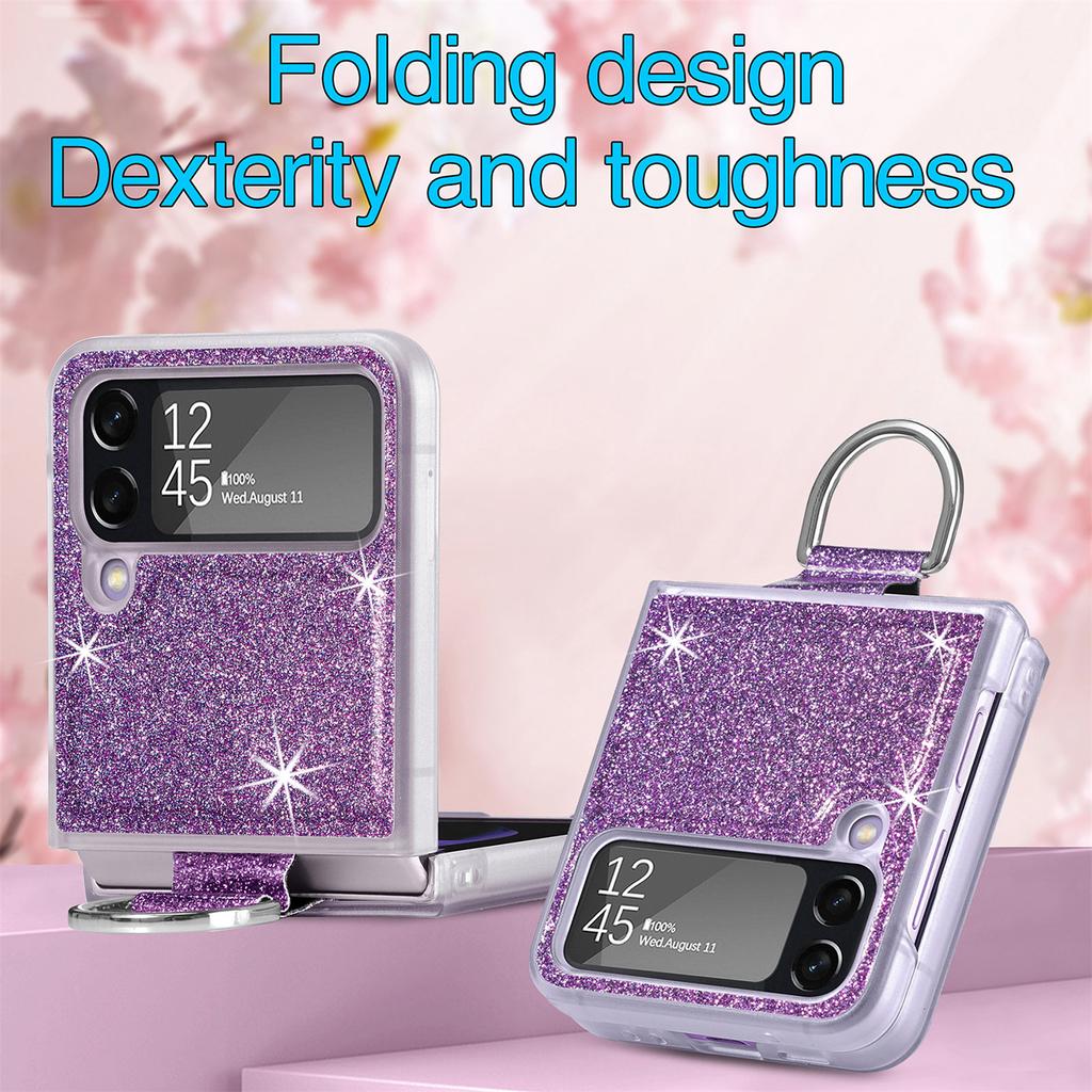 Lightweight Bling Phone Folding Case For Samsung Galaxy Z Flip4 5g Flip 4 Flip3 Flip 3 Finger Ring Cover For Samsung Z Flip4