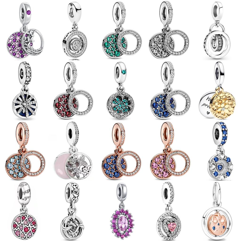 New Real Copper Double-Ring Pendant Charm Suitable For Original Wrist Bracelet Accessories Women Jewelry Piece