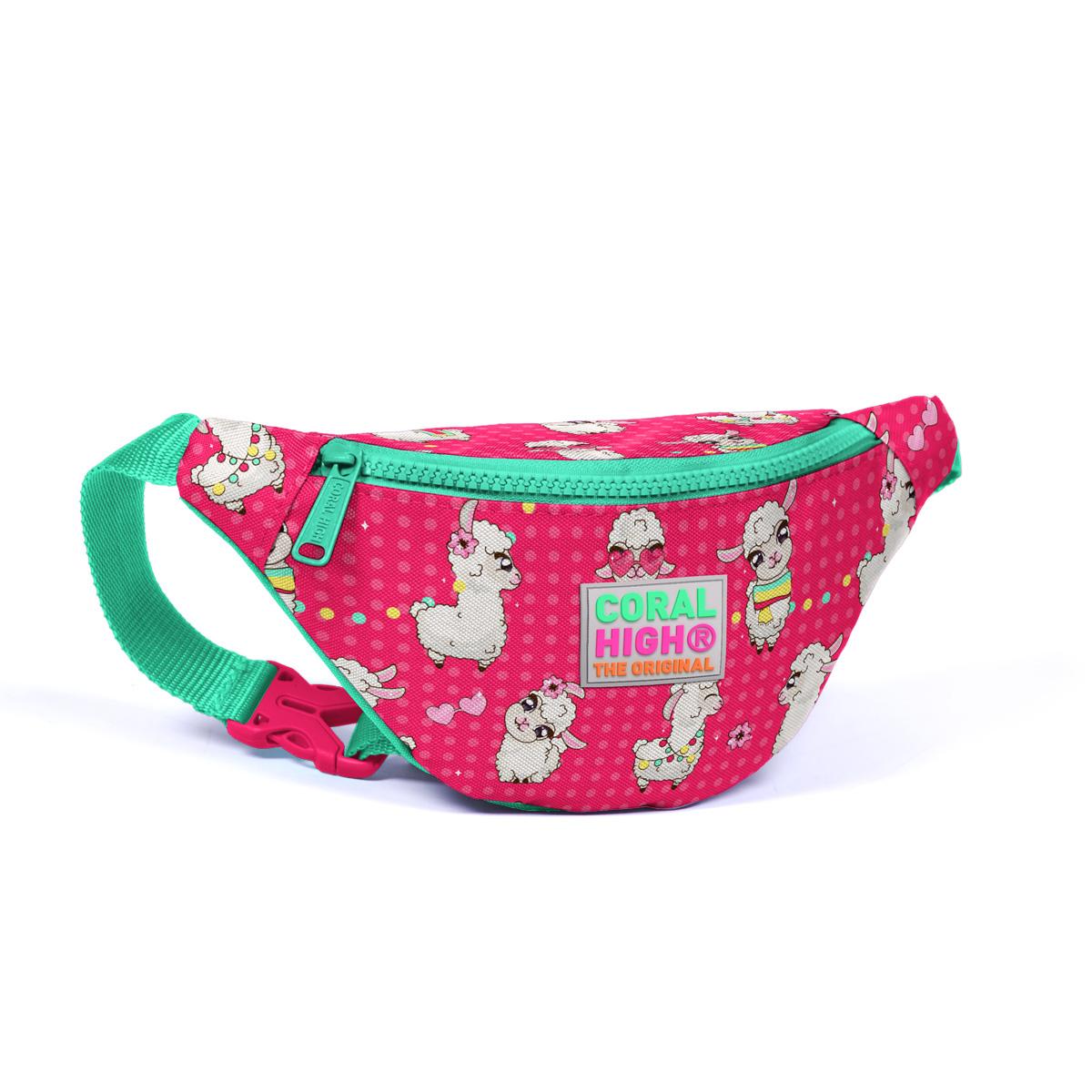

Coral High Kids Neon Coral Water Green Alpaca Поясная сумка с рисунком 22564