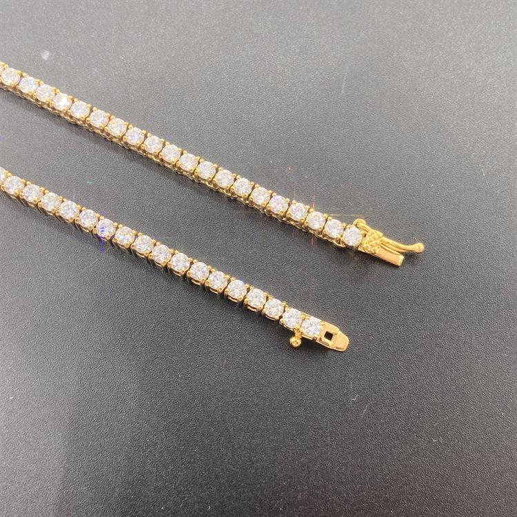 3mm Stainless Steel Tennis Chain with Zircon, Single Row Men's Hip-Hop Jewelry