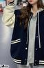 Azulte Stadium Long Loose Ribbed Korean 307 Size XL Women's Jacket, Sleeve, Casual, Fleece-Lined, Autumn/Winter Outerwear, Fit, Sleeves, Style,