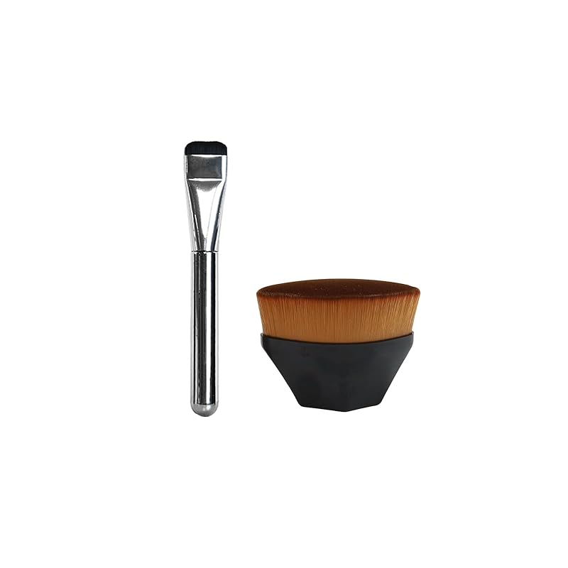 2Pcs Makeup Brush Set Foundation and Concealer Brushes, 1Pc Flat Foundation Brush For Liquid Makeup and 1Pc Small Round Brush for Concealing and A