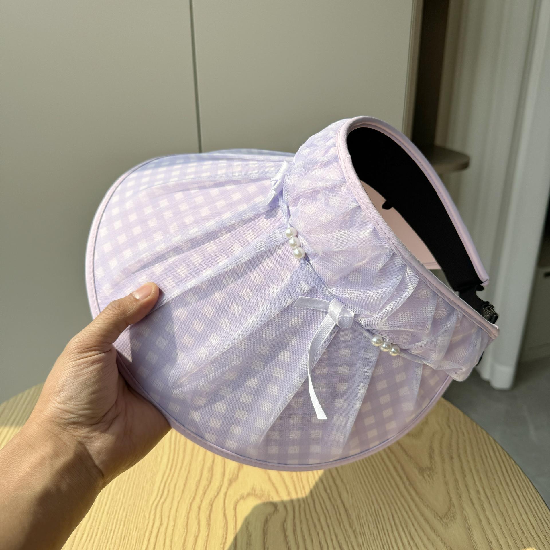 

Summer new anti-UV sun hat for women, Korean style, fashionable and versatile, sun-blocking, face-slimming, open-top hat Adult54-60Adjustable фиолетовый