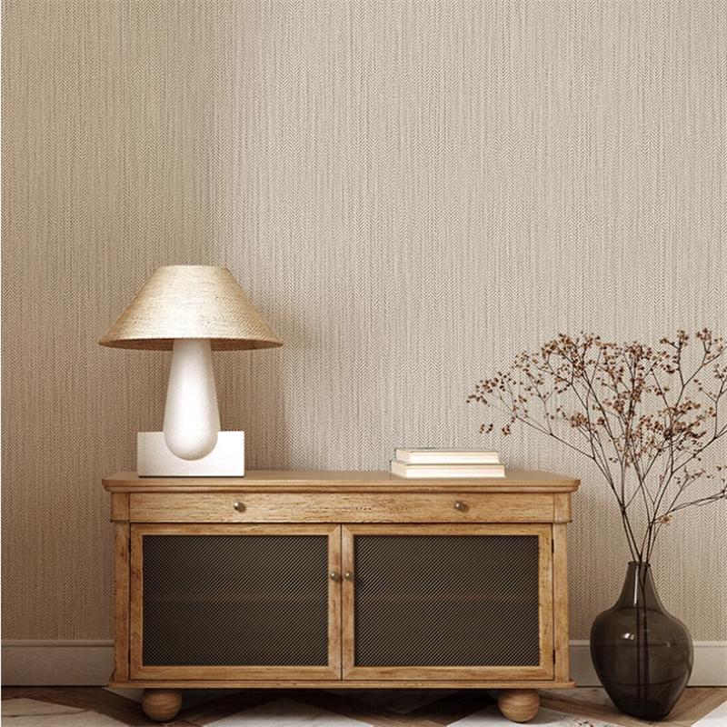 Dark blue caramel gray non-woven linen texture plain wallpaper Japanese living room bedroom background wall wallpapers home deco