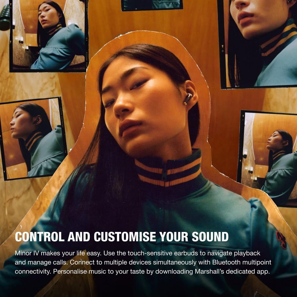 Marshall Minor IV True Wireless Earbuds, Black, Bluetooth, Qi Charging, and Call Support [Official Japanese Product]