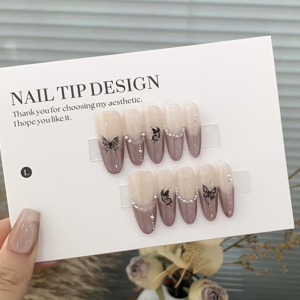 Gradient Crushed Diamond Chain French 3D Three-dimensional Relief Butterfly Jiangnan Mist and Rain Patch