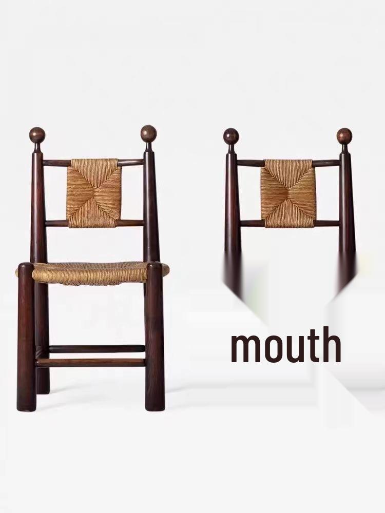 Vintage Solid Wood Rattan Dining Chair - Simple Home, Cafe, and Leisure Backrest Chair