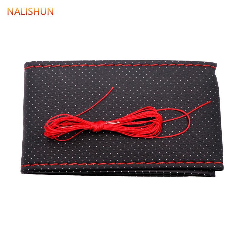Steering Nonslip Car Wheel Cover Handsewn Sweatabsorbing Leather Fit Universal