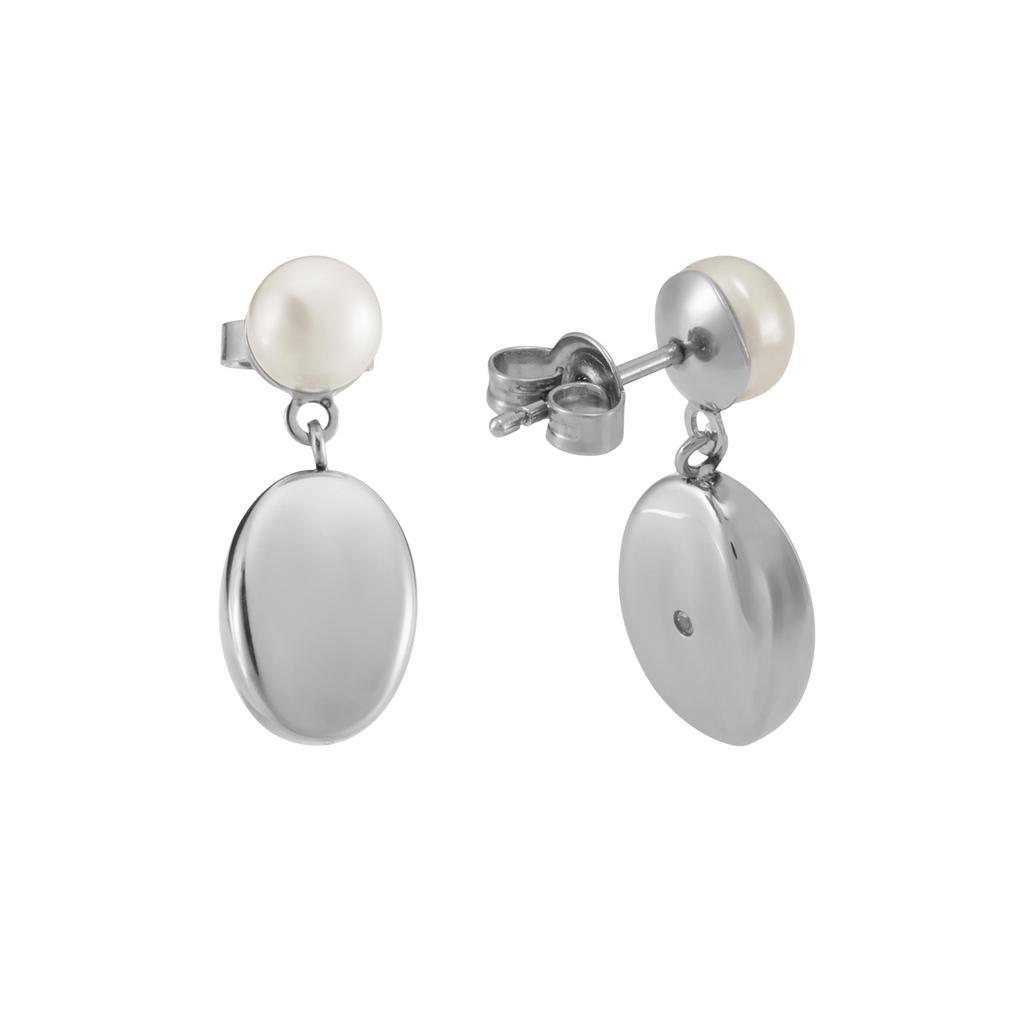 Skagen Women's Agnethe Pearl White Freshwater Pearl and Pebble Drop Earrings, SKJ1835040