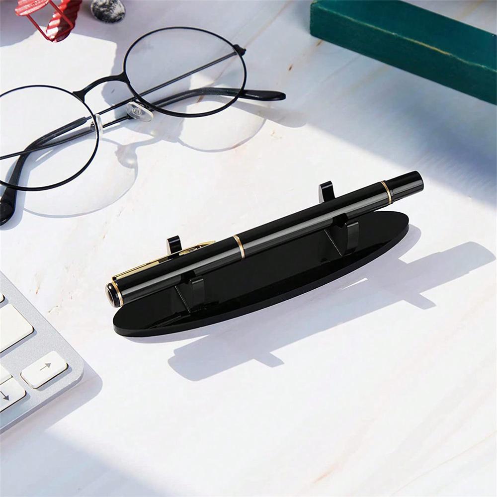 1pc Desk Pencil Holder Pen Holder Transparent Black Pen Display Stand Clear Stationery Fountain Pen Rack
