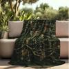 Black Family Tree Flannel Blanket, Soft Warm Printed Sofa Cover Mixed Colors, Elegant Home Decor Gift for Family History
