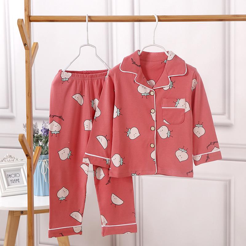 2026 Children's Cotton Spring/Autumn Casual Pajama Set - Open Front, Two-Piece for Older Kids