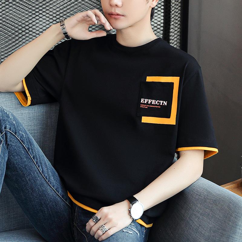 Short Sleeve T-Shirt Men's Summer New Trendy Brand Cotton Loose Half Sleeve Crew Neck T-Shirt Clothes Men's Clothing