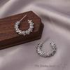 Silver Needle Circle Earrings, Fashionable High-End Copper Ear Hoops, Light Luxury, Versatile Jewelry Accessory.