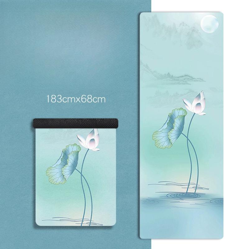 1.5mm Foldable Suede Yoga Mat Natural Rubber Fitness Mat Non Slip Sweat Absorbent Portable Travel Exercise Mat For Pilates