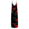 Fashionable Women's Summer Loose Printed Flowing V -neck Cute Suspender Dress