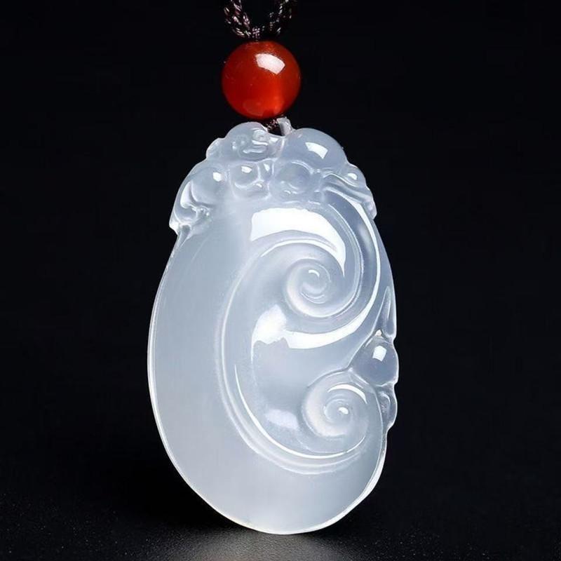 Pendant Ruyi White Moonlight Chalcedony Dragon Head Ruyi Necklace