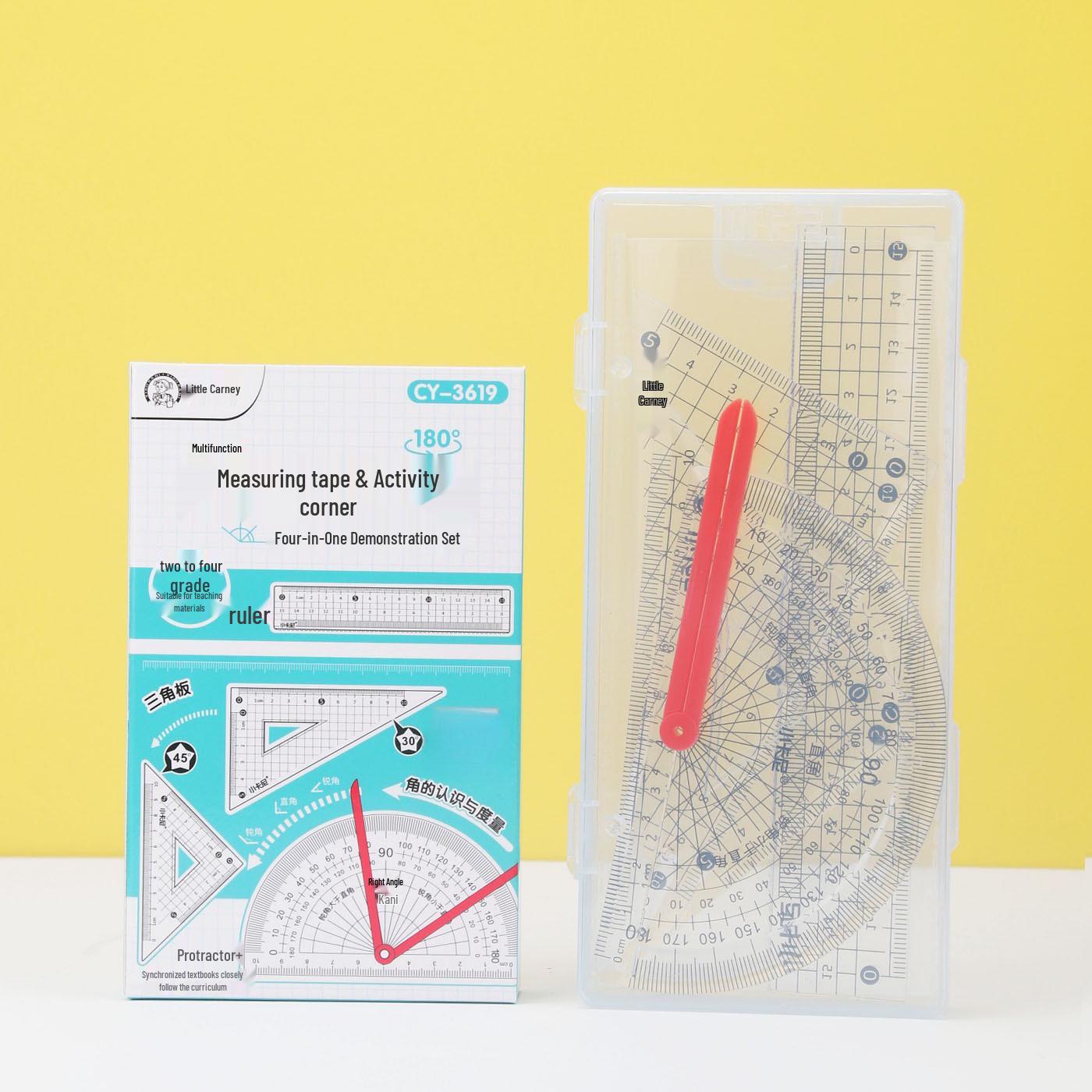 Transparent Student Protractor & Ruler Set for Grades 2-4