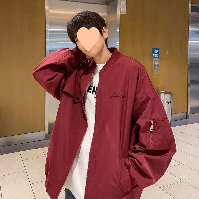 Baseball Jacket Men's Spring American Trendy Brand Stand-up Collar Bomber Jacket Thin