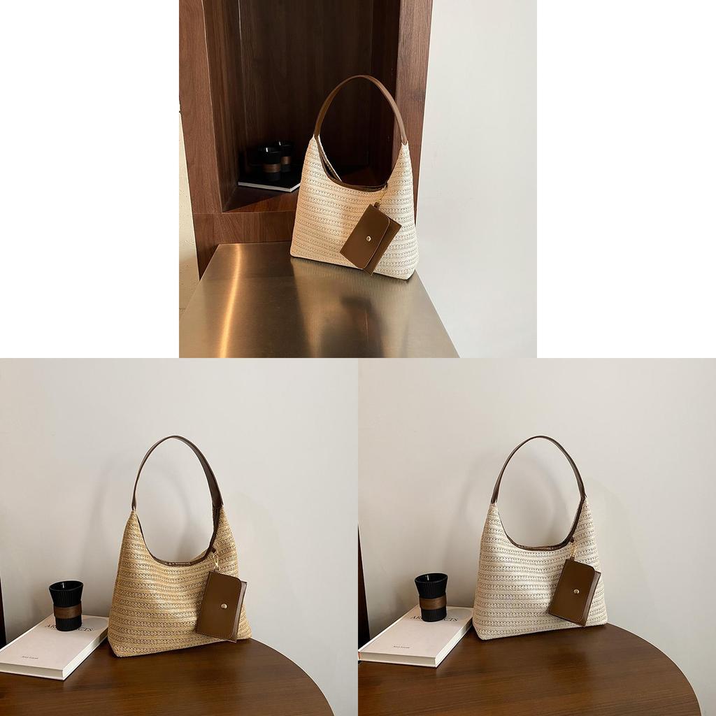 Summer Fashion Woven Tote Bag With Inner Phone Pocket For Beach Days