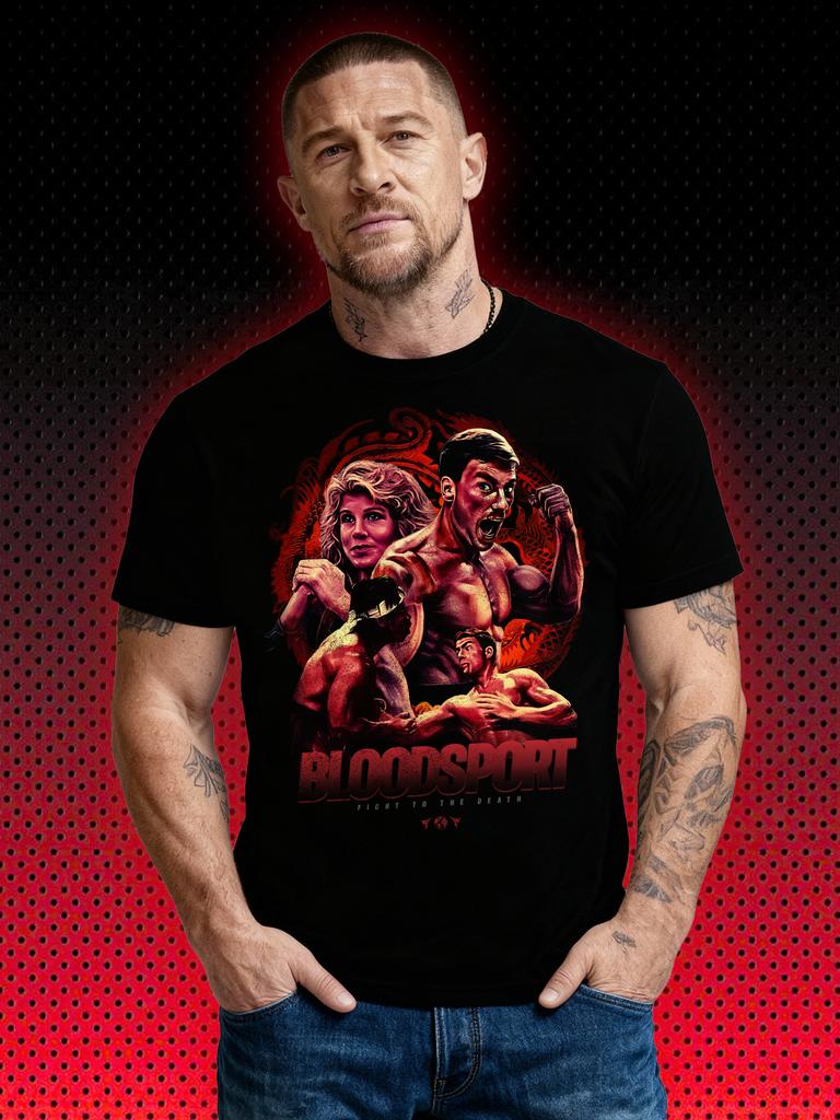 Bloodsport 80s Action Movie T Shirt Retro Martial Arts Graphic Print Cotton Oversized Short Sl