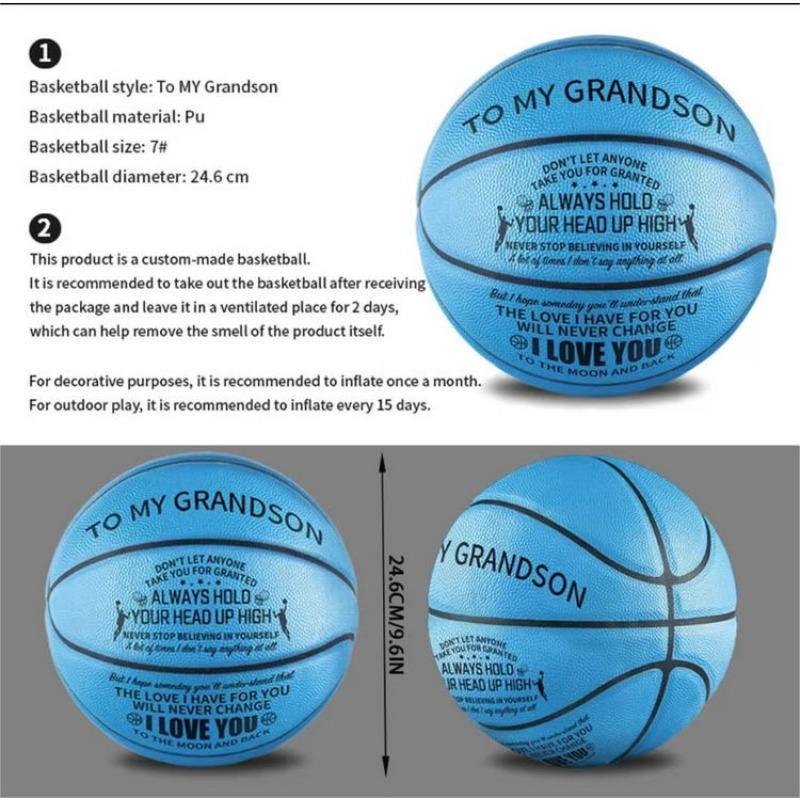 1pc Customized Engraved Basketball for Grandsons, Sports-Loving Grandsons Gifts, Custom Birthday Graduation Back To School Gifts for Grandsons