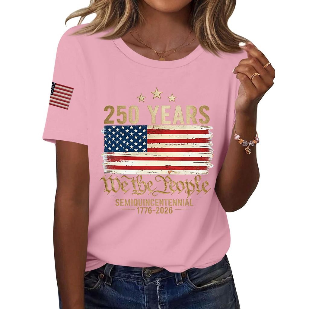 Moda feminina casual estampado manga curta gola redonda pulôver tops
