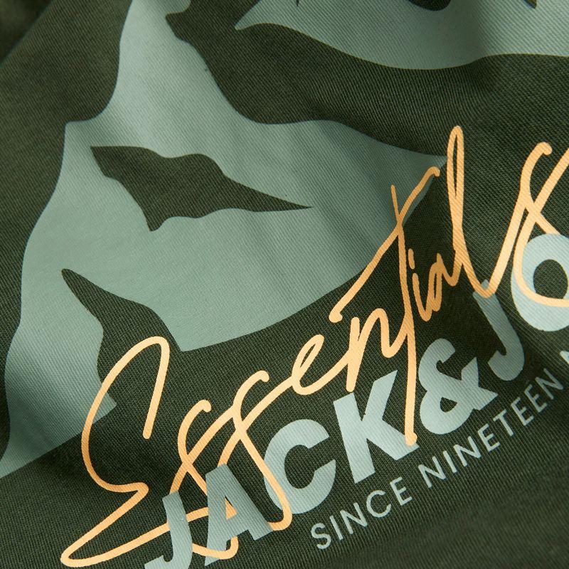 Men's Essentials Cotton T-shirt with Round Neck, Mountain Print, Fir Green JACK & JONES