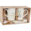 Love Nature Gift Set: 2 Ceramic Mugs with Spoons in a Cactus Design