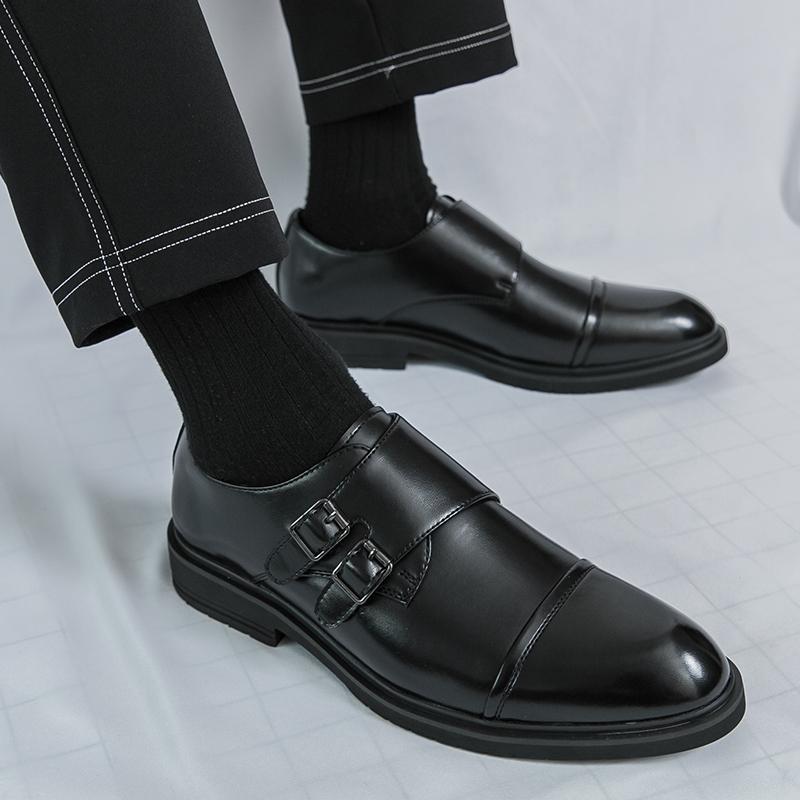 Brand Men Lightweight Slip-On Leather Casual Shoes Soft Bottom Wear-Resistant Driving Casual Loafers Shoes Trends Double Buckle