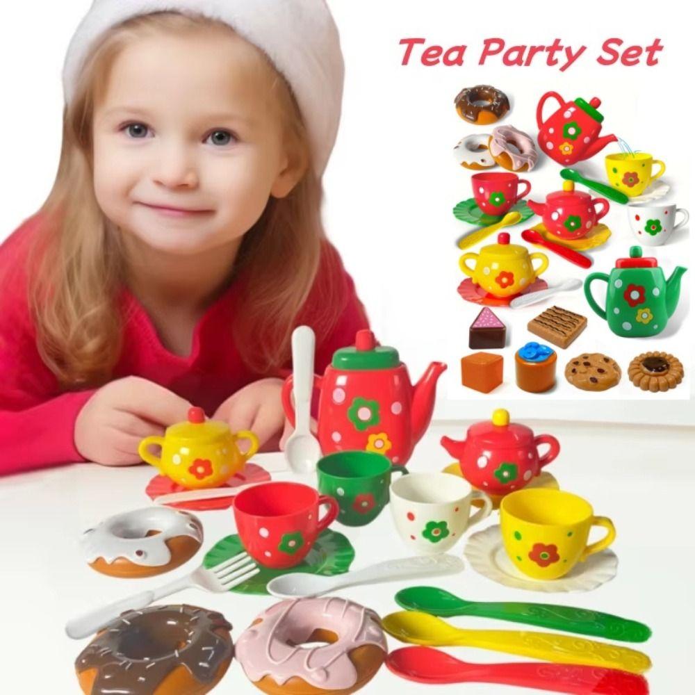 Simulation Food Afternoon Tea Set Kettle Cookies Tea Set for Girls New Year Gifts