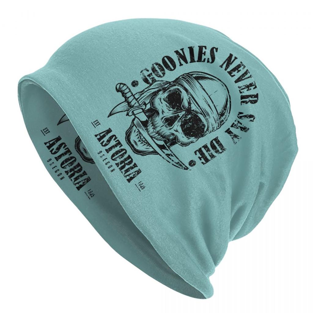 Goonies Never Say Die Skullies Beanies Caps For Unisex Women Unisex Street Winter Warm Knitting Hat Adult Pirate Skull Bonnet Hats