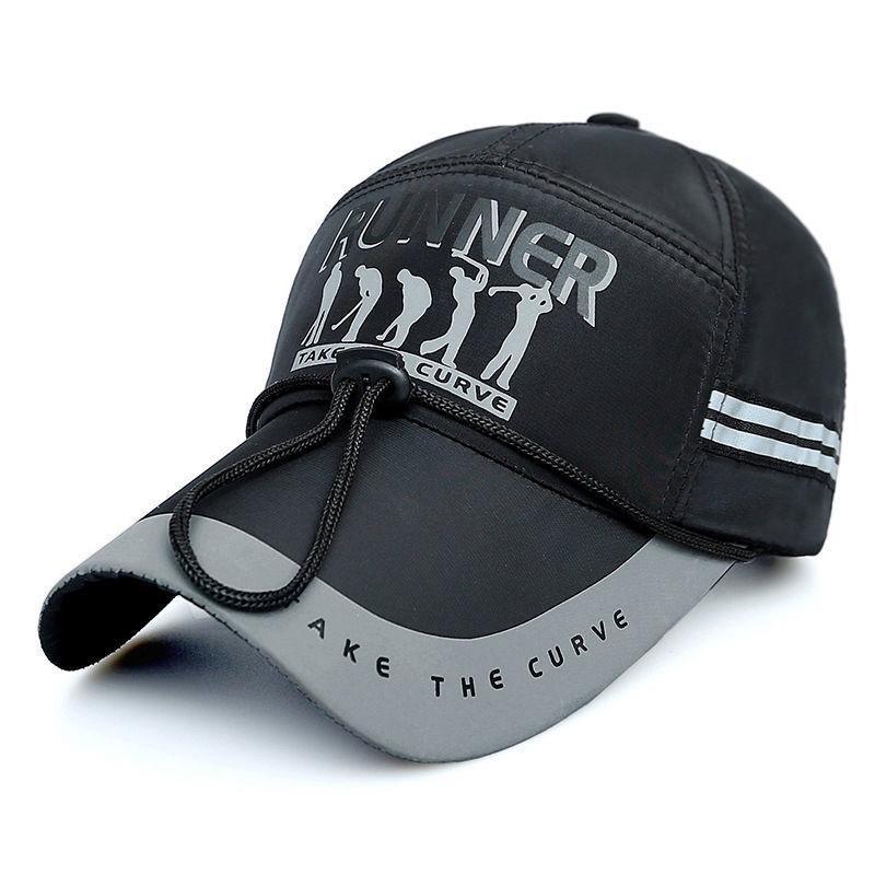 Summer baseball hat men's outdoor sports quick-drying hat sunshade breathable windproof rope fishing hat two strips luminous strips