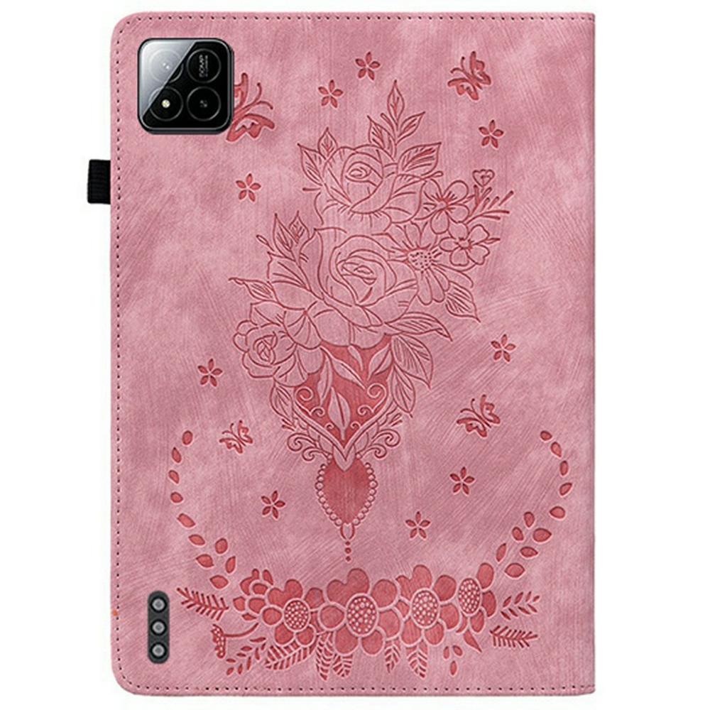 For Xiaomi Poco Pad X1/Pad 8 Pro/Pad 8/Pad 7 Pro/Pad 7 Case Card Holder Anti-Scratch Leather Cover Rose Flower Imprint