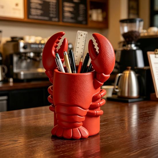 Lobster Pen Holder, Halloween Funny Sea Animal Pencil Stand, Creative Desk Organizer for Brushes Makeup Tools, Office Home Decor