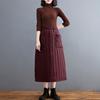 Women Down Skirt Elastic High Waist Large Swing Design Midi Skirt with Pockets Solid Color A-Line Windproof Skirt
