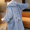 Autumn/Winter Shark Cartoon Hooded Pajama Set - Thick Coral Fleece Two-Piece Homewear