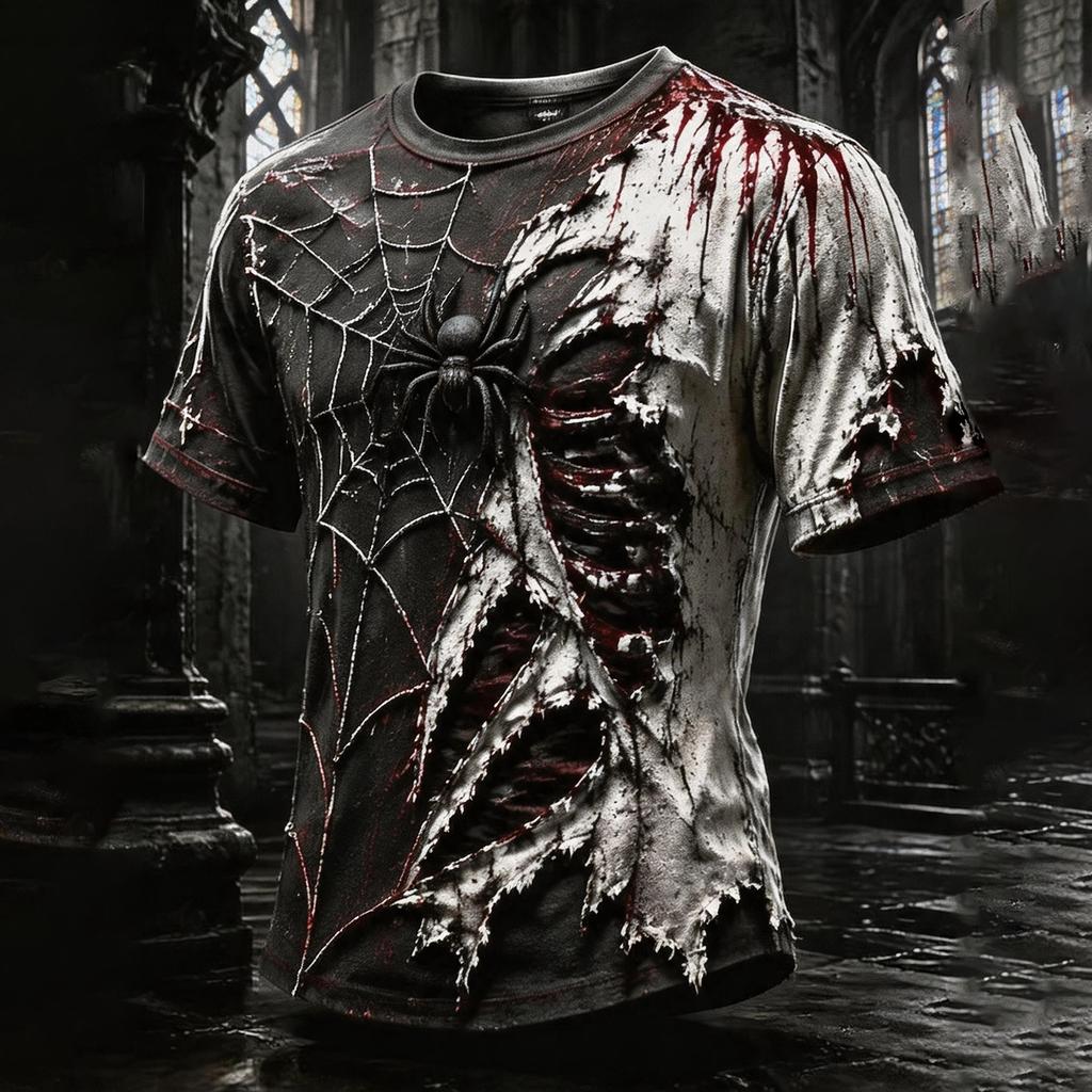 Men's Halloween Print Neck T-Shirt