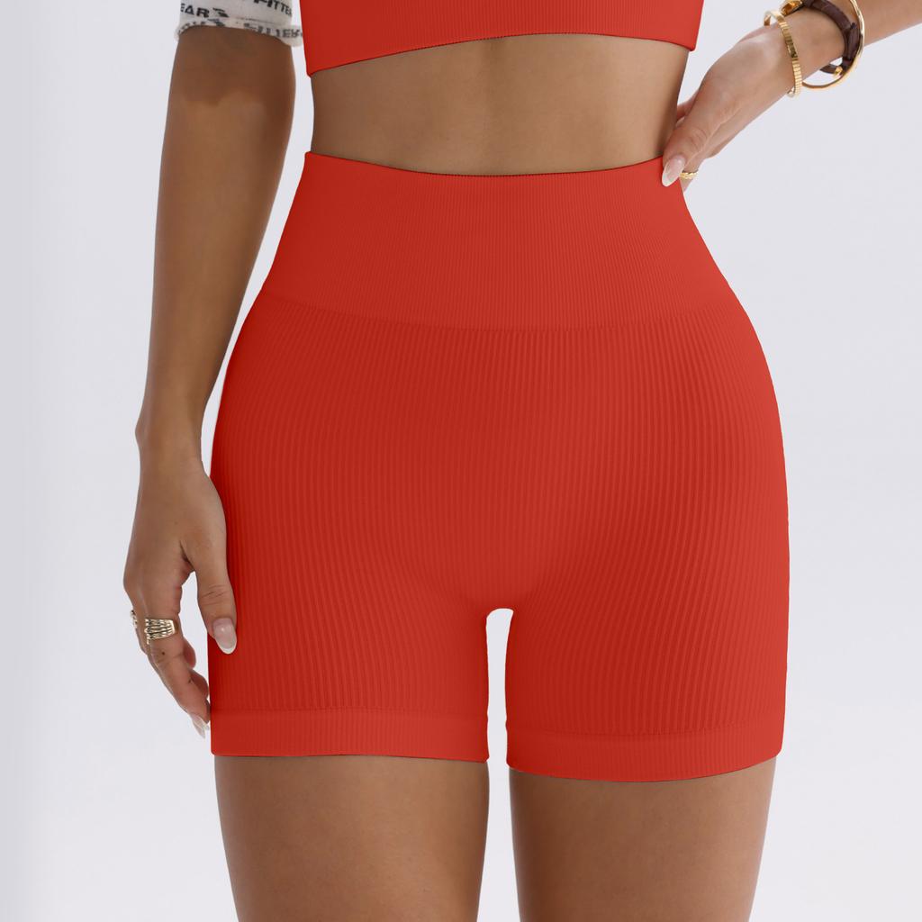 Sports shorts European and American hip lift high waist yoga pants women's peach hip tight three-point quick-drying threaded fitness shorts