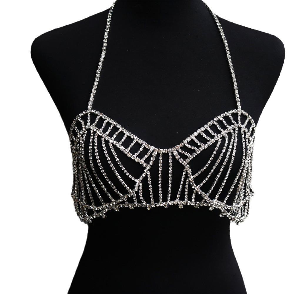 New Fashion Rhinestone Multi-Layer Fringed Onesie Exaggerated Luxury Body Chain Luxury Bra Chain