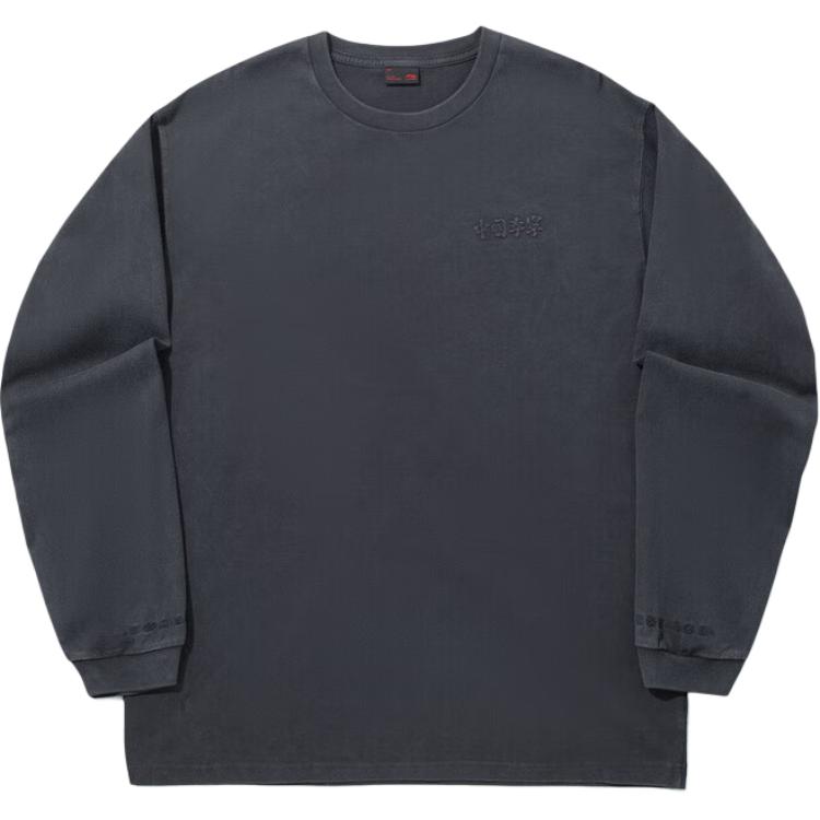 Li Ning Sweatshirts Unisex Charcoal Black Crew Neck Moderate Regular ASHV295-5 L