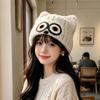 Knit Design Woolen Winter Cap Thick Material Plush Warm Hat Cute Owl Pattern Hat  Cartoon Themed