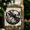 Dragonfly Wildflowers Laser Cut Iron Wall Art, Large Modern Metal Sculpture for Living Room Garden Decor Nature Farmhouse Hanging Ornament