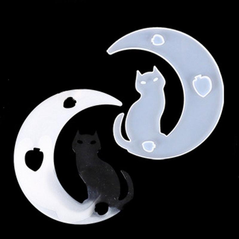 Crystal Drop Gel Moon Mold Diy Rabbit Dolphin Hippocampal Deer Cat Moon Pendant Silicone Mirror Mold