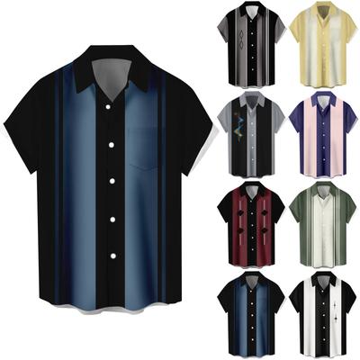 Havajská košeľa pre mužov, pánske vintage košele na bowling s krátkym rukávom, letná plážová košeľa