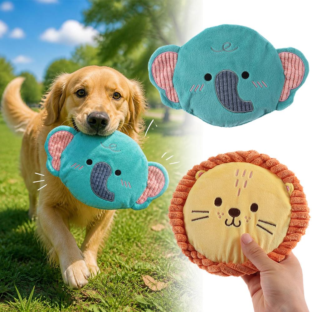 Relieve Boredom Soft Dog Plush Flying Disc Bite-resistant Pet Interactive Sound Toy Pet Play